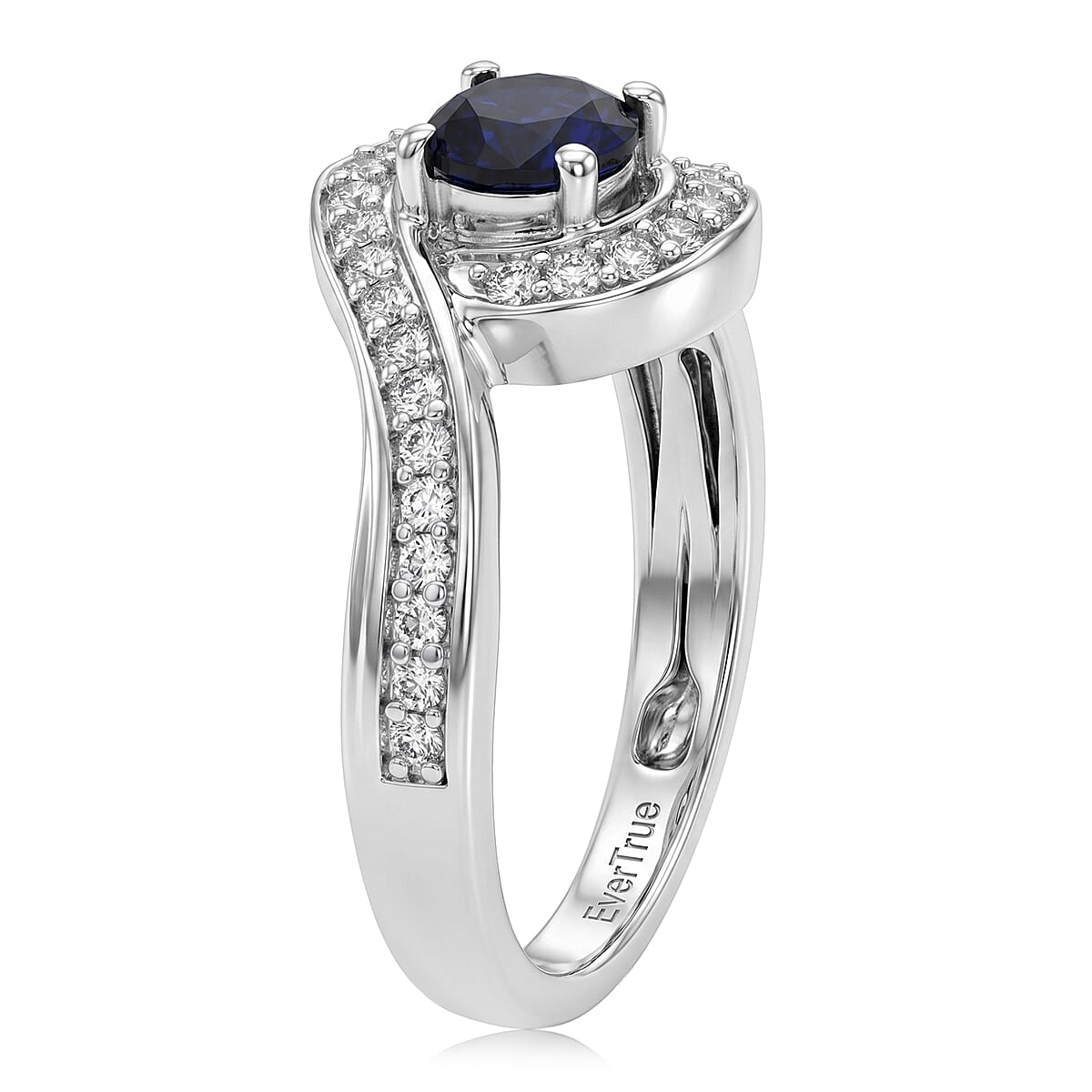 EverTrue Lab Created Blue Sapphire and White Zircon 1.10 ctw Ring in Platinum Bond (Size  10.0)