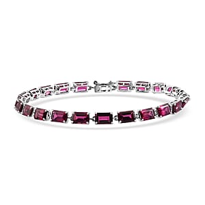 AAA Radiant Ember Garnet 16.20 ctw Cluster Bracelet in 950 Palladiu (7.25 In) 