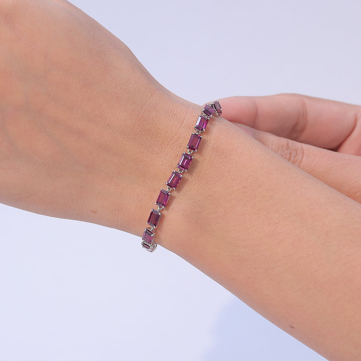 AAA Radiant Ember Garnet 16.20 ctw Cluster Bracelet in 950 Palladiu (7.25 In)  image number 1