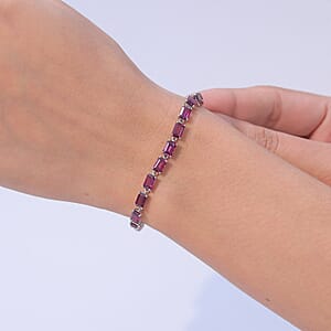 AAA Radiant Ember Garnet 16.20 ctw Cluster Bracelet in 950 Palladiu (7.25 In) 