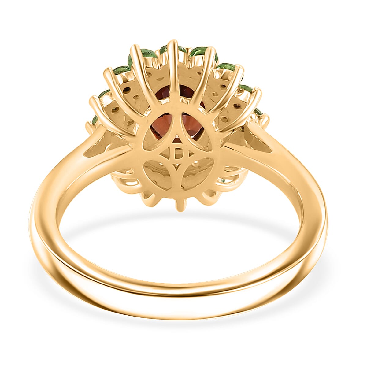 D'Joy AAA Red Zircon and Multi Gemstone 2.75 ctw Royal Bloom Radiance Ring in 18K Vermeil Yellow Gold Over Sterling Silver (Size 9.0) image number 4