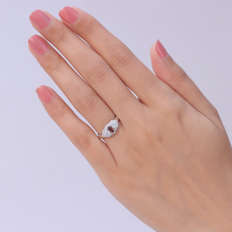 D'Joy AAA Red Zircon and Moissanite 0.85 ctw Ring in Rhodium Over Sterling Silver (Size 7.0)