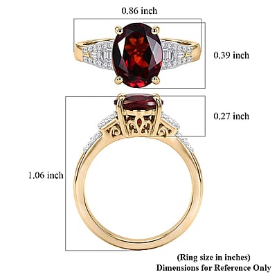Luxoro AAA Red Zircon and Diamond I2 4.10 ctw Royal Heritage Glow Ring in 10K Yellow Gold (Size  10.0)