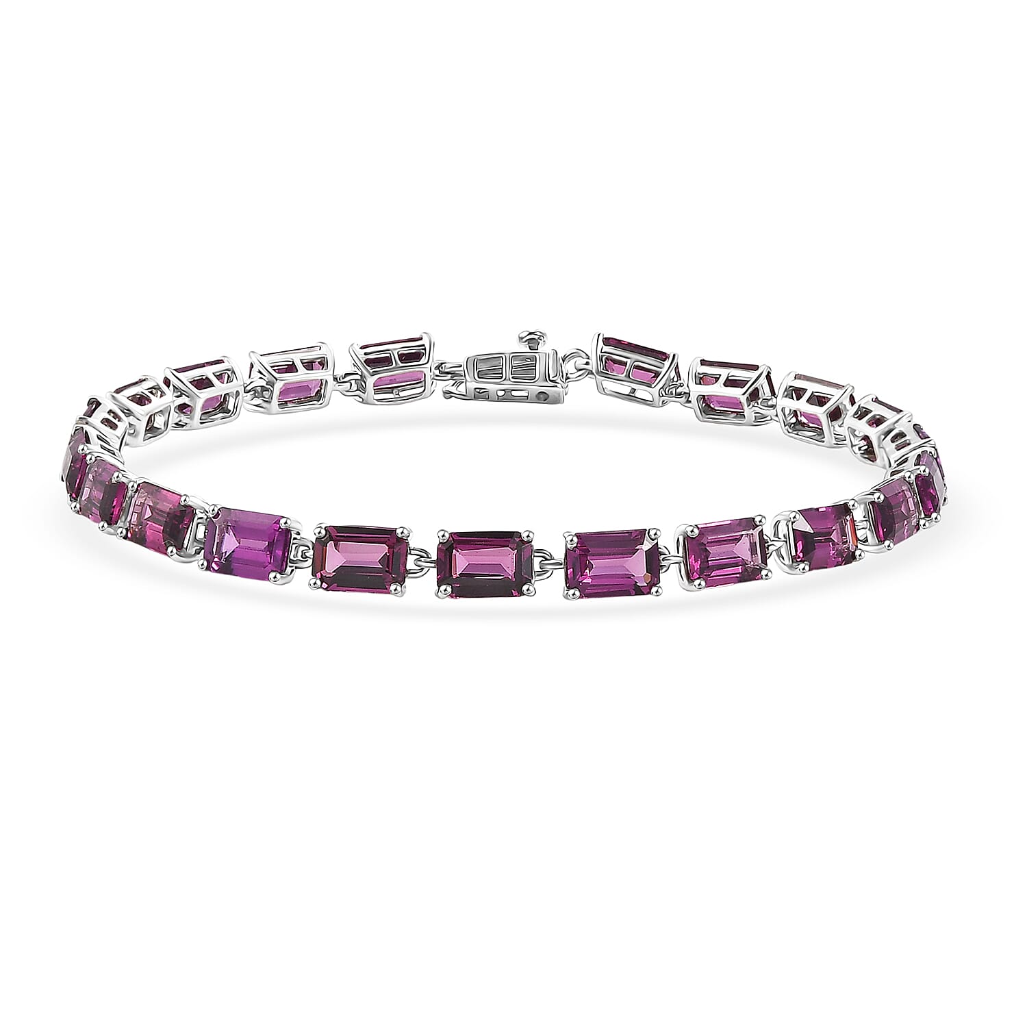 AAA Radiant Ember Garnet 14.10 ctw Classic Tennis Bracelet in 950 Palladium (6.50 In)