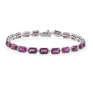 AAA Radiant Ember Garnet 14.10 ctw Classic Tennis Bracelet in 950 Palladium (6.50 In)