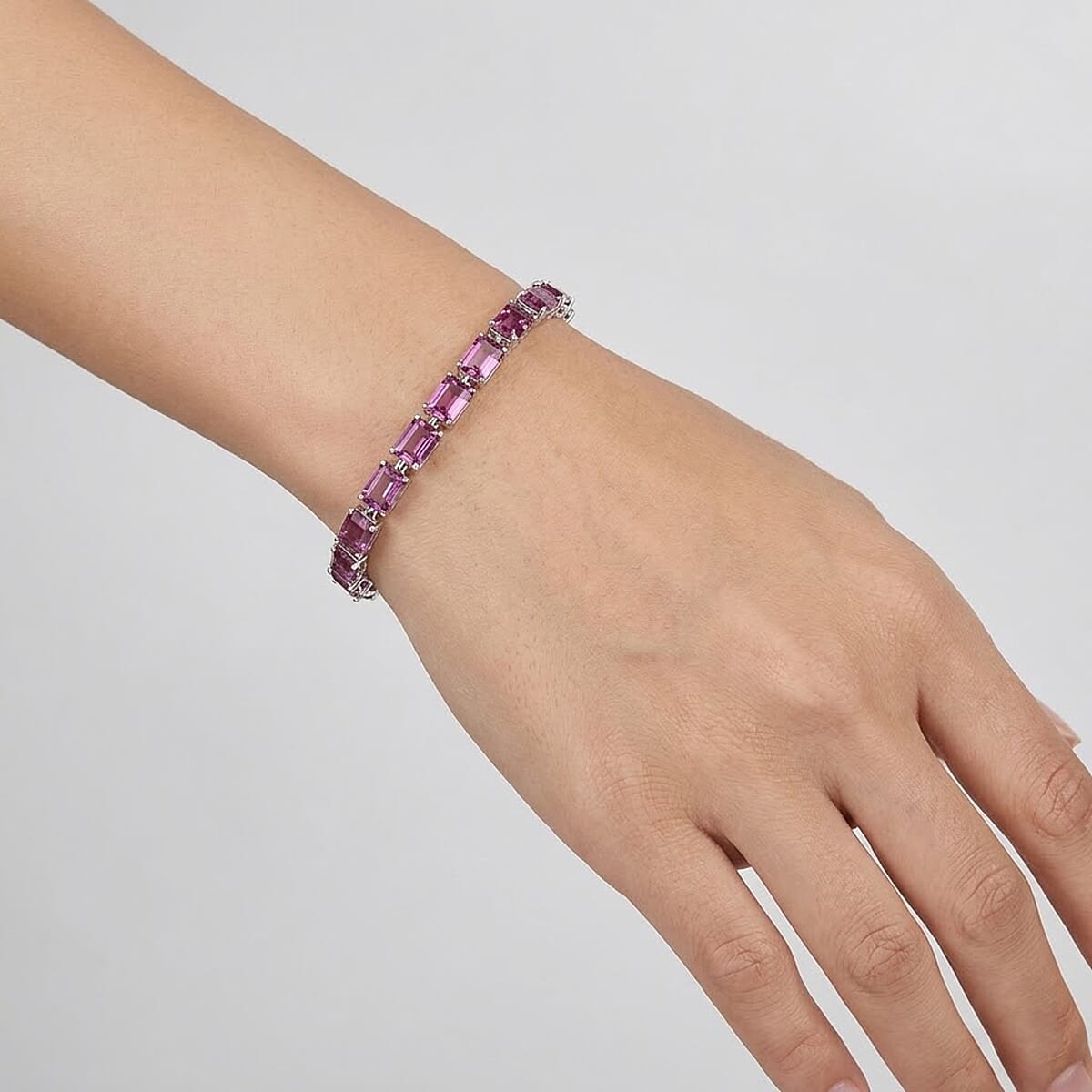 AAA Radiant Ember Garnet 14.10 ctw Classic Tennis Bracelet in 950 Palladium (6.50 In) image number 2