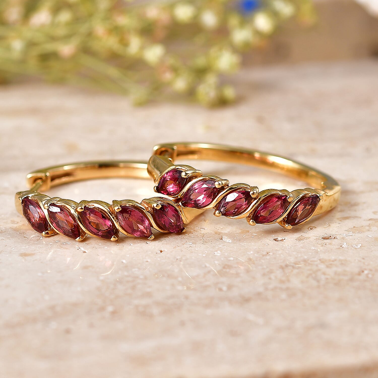 EverTrue Orissa Rose Garnet 10.85 ctw Earrings in 18K YG Plated