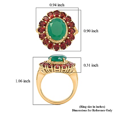 EverTrue Verde Onyx and Multi Gemstone 7.90 ctw Floral Blossom Ring in 18K YG Plated (Size 10.0)