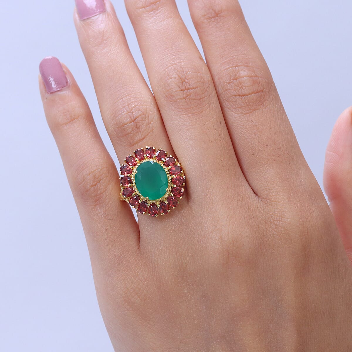 EverTrue Verde Onyx and Multi Gemstone 7.90 ctw Ring in 18K YG Plated (Size 7.0) image number 2