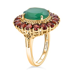 EverTrue Verde Onyx and Multi Gemstone 7.90 ctw Ring in 18K YG Plated (Size 7.0)