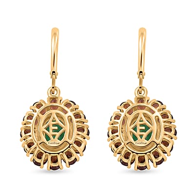 EverTrue Verde Onyx and Mozambique Garnet 7.20 ctw Floral Blossom Earrings in 18K YG Plated