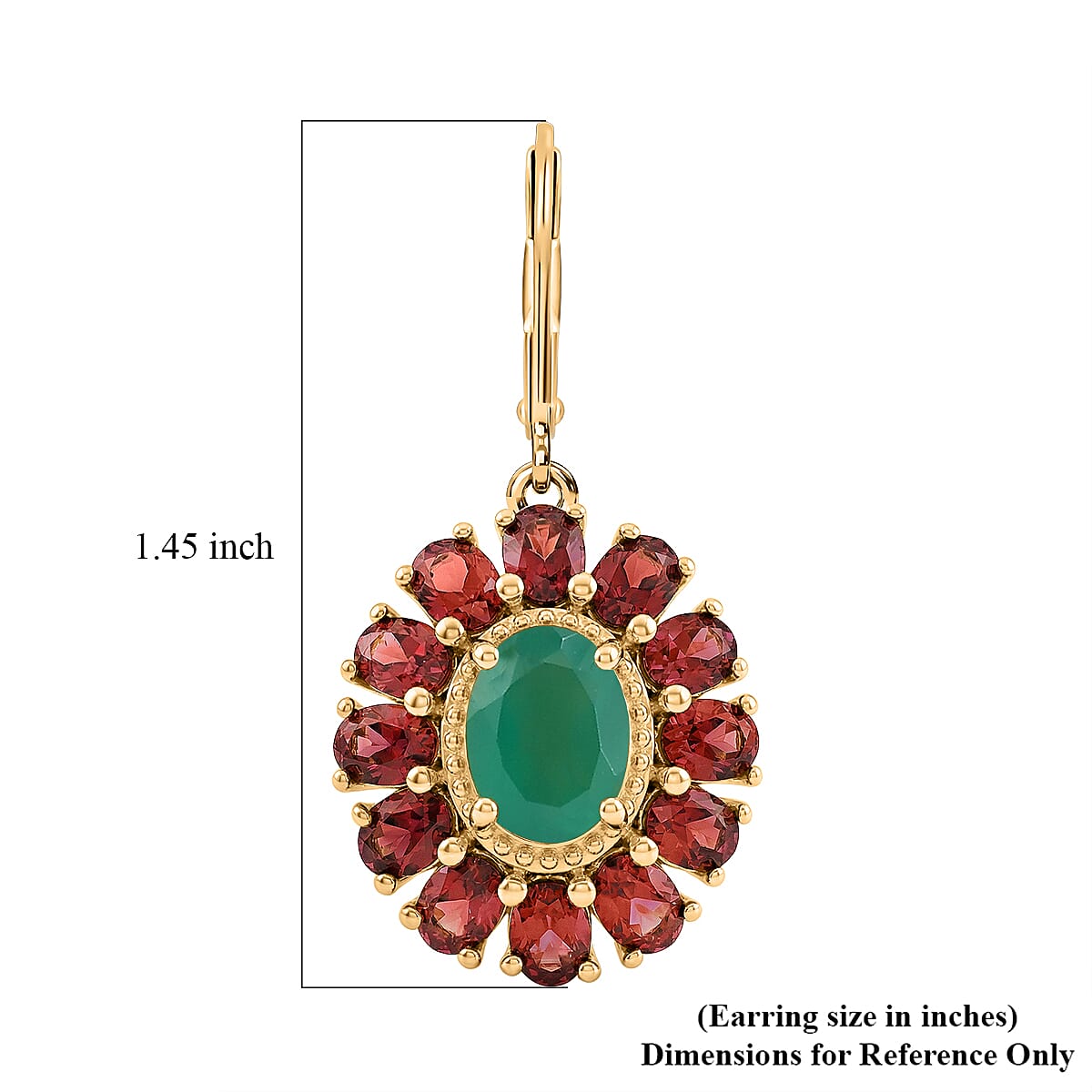 EverTrue Verde Onyx and Mozambique Garnet 7.50 ctw Floral Blossom Earrings in 18K YG Plated image number 5