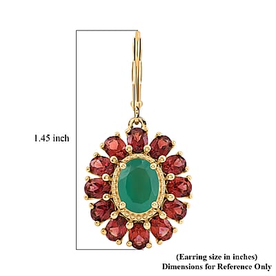 EverTrue Verde Onyx and Mozambique Garnet 7.20 ctw Floral Blossom Earrings in 18K YG Plated