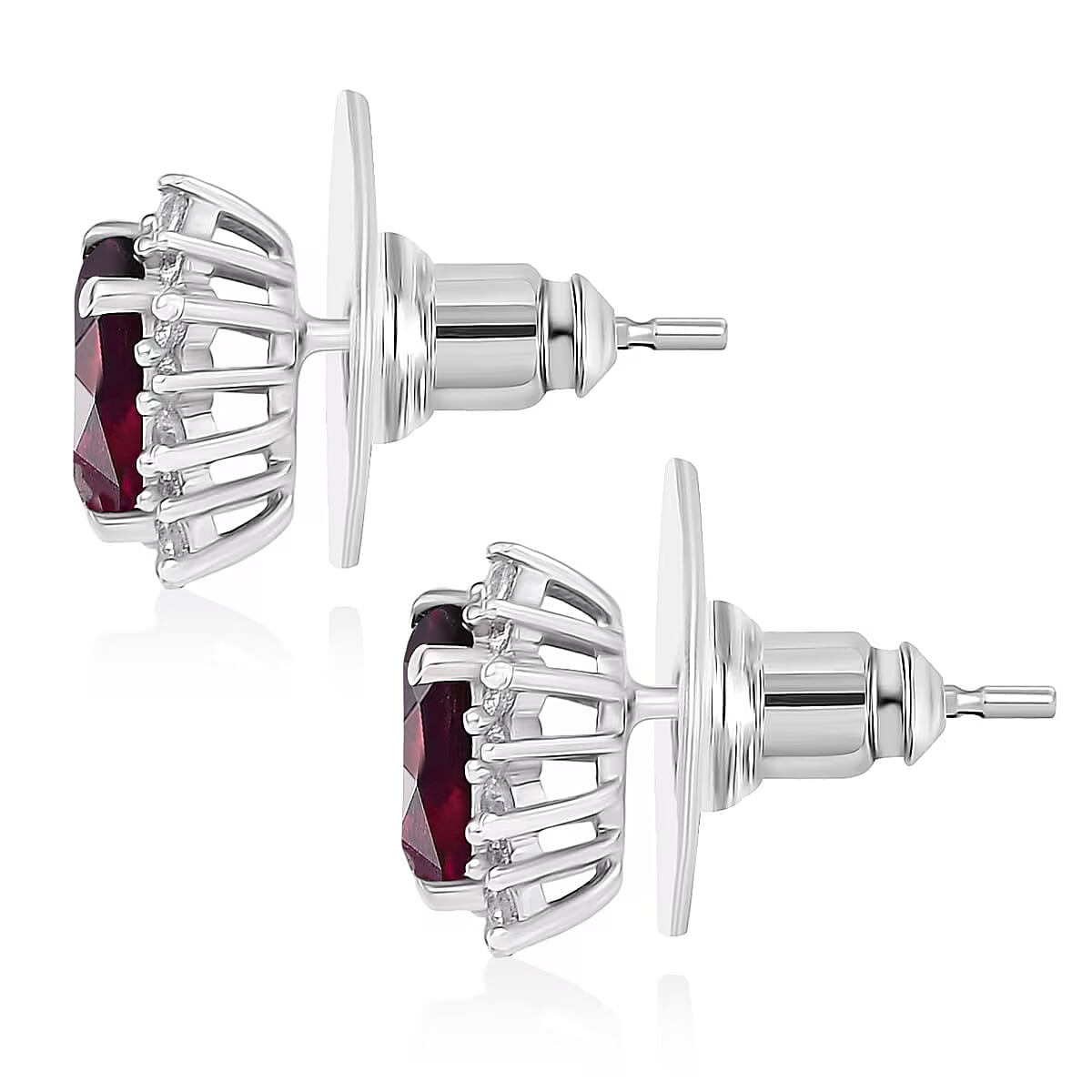 D'Joy Orissa Rhodolite Garnet and White Zircon Earrings in Rhodium Over Sterling Silver 2.86 ctw image number 4