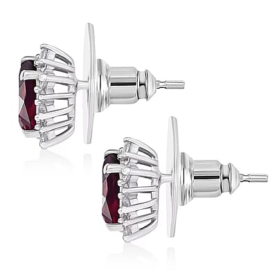 D'Joy Orissa Rhodolite Garnet and White Zircon 2.86 ctw Earrings in Rhodium Over Sterling Silver
