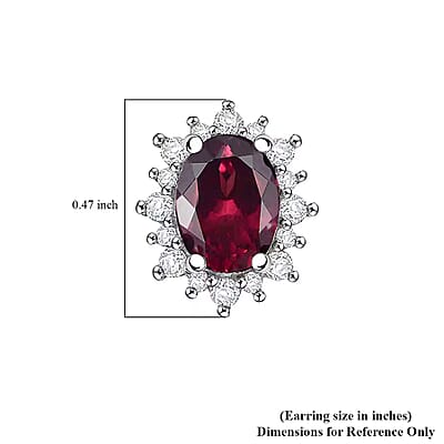 D'Joy Orissa Rhodolite Garnet and White Zircon 2.86 ctw Earrings in Rhodium Over Sterling Silver