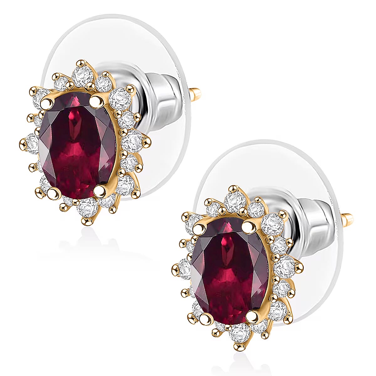 D'Joy Orissa Rhodolite Garnet and White Zircon 2.86 ctw Earrings in 18K Vermeil Yellow Gold Over Sterling Silver image number 3