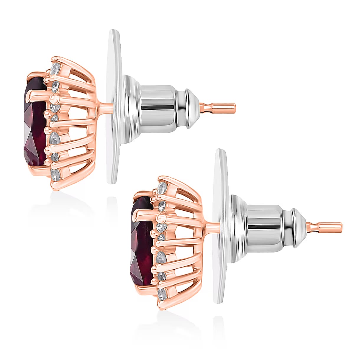 D'Joy Orissa Rhodolite Garnet and White Zircon 2.86 ctw Earrings in 18K Vermeil Rose Gold Over Sterling Silver image number 4