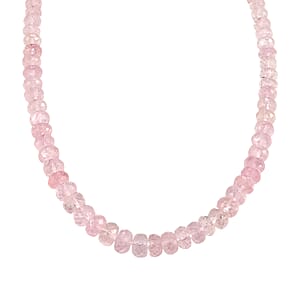 D'Joy Premium Marropino Morganite 110.00 ctw Beaded Necklace in 18K Vermeil Yellow Gold Over Sterling Silver (18 inches)