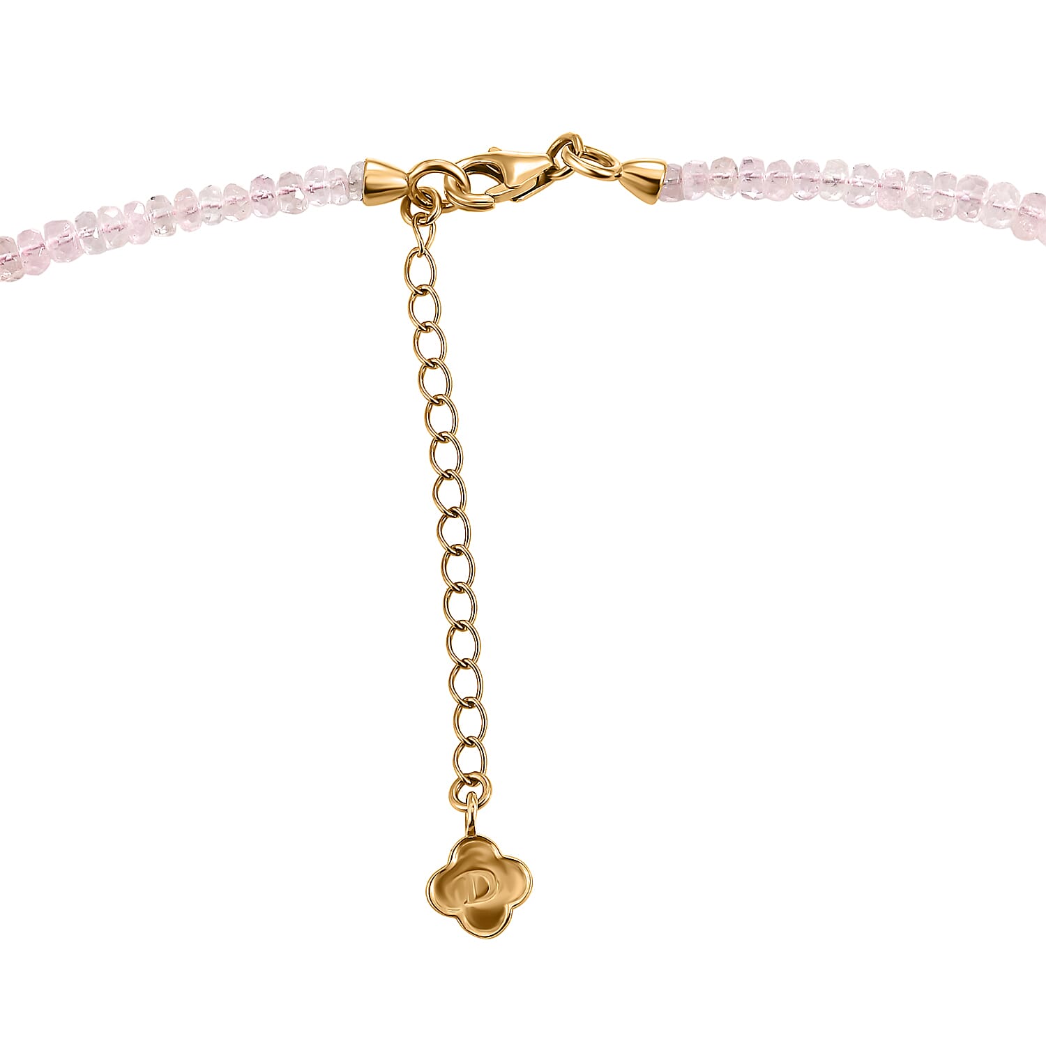 D'Joy Premium Marropino Morganite 110.00 ctw Beaded Necklace in 18K Vermeil Yellow Gold Over Sterling Silver (18 inches)
