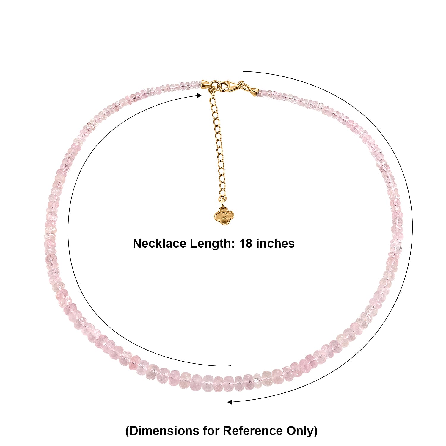 D'Joy Premium Marropino Morganite 110.00 ctw Beaded Necklace in 18K Vermeil Yellow Gold Over Sterling Silver (18 inches)