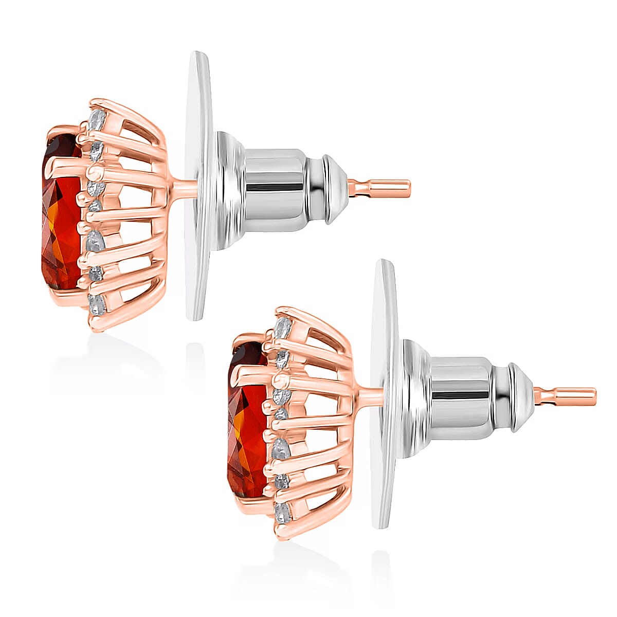 D'Joy Premium Red Citrine and White Zircon 2.34 ctw Earrings in 18K Vermeil Rose Gold Over Sterling Silver image number 4