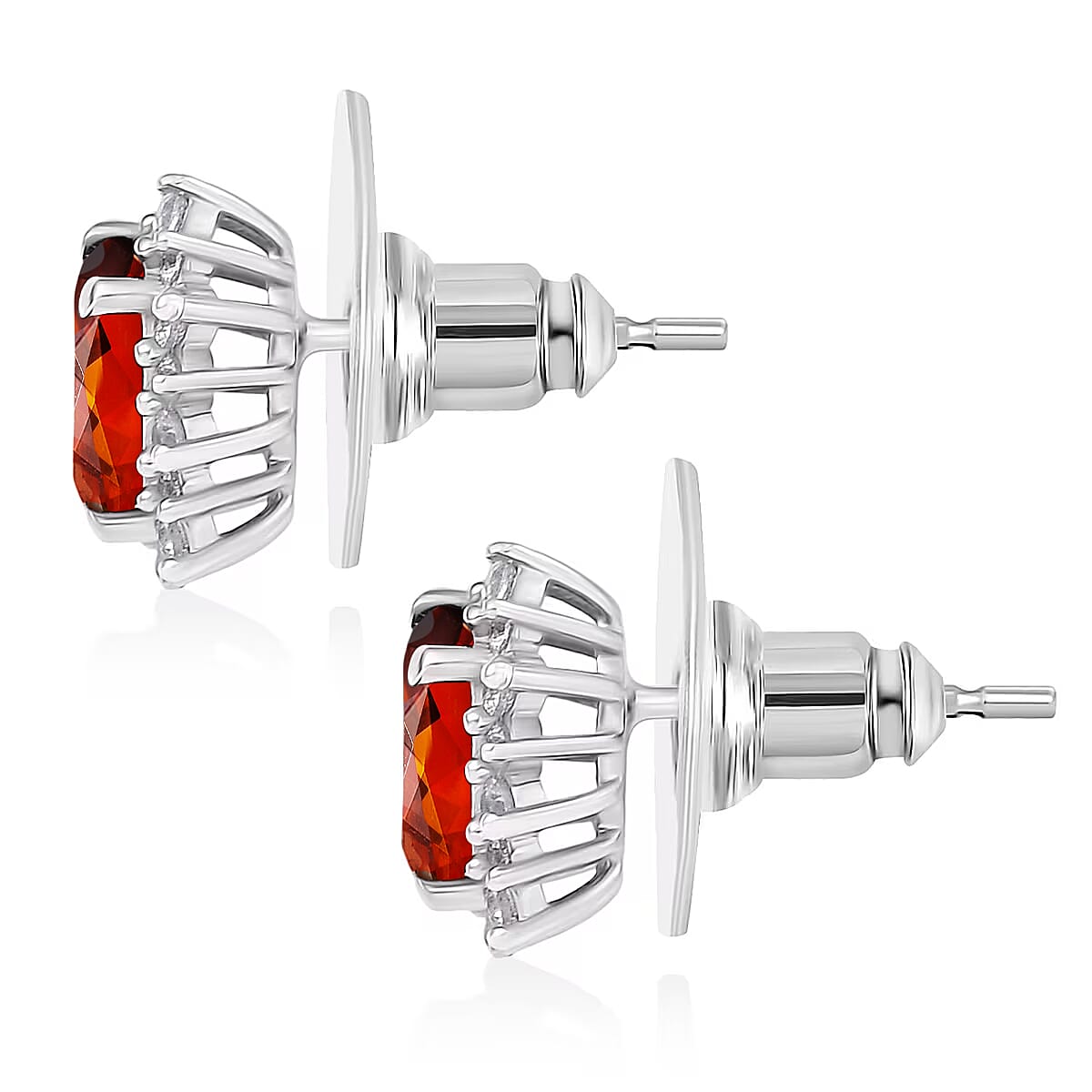 D'Joy Premium Red Citrine and White Zircon 2.34 ctw Earrings in Rhodium Over Sterling Silver image number 4