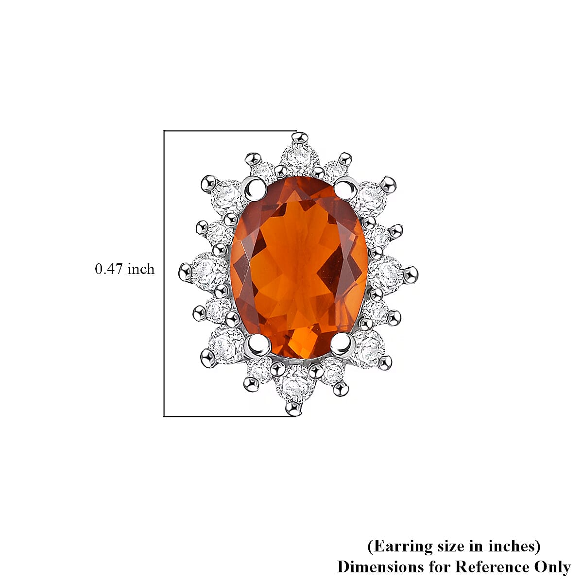 D'Joy Premium Red Citrine and White Zircon 2.34 ctw Earrings in Rhodium Over Sterling Silver image number 5