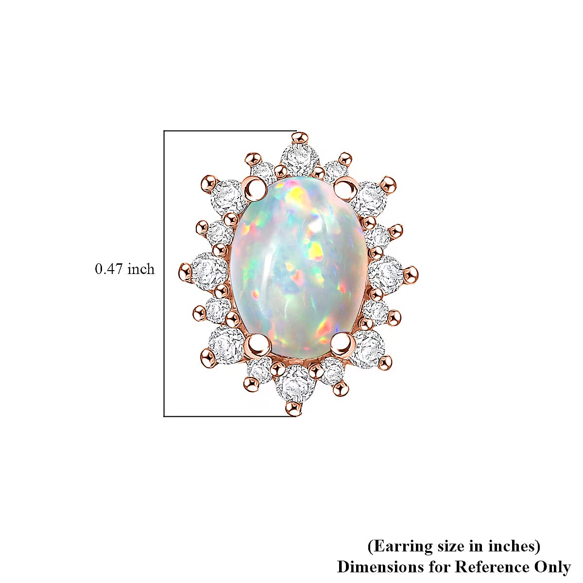 D'Joy Premium Ethiopian Welo Opal and White Zircon 2.06 ctw Earrings in 18K Vermeil Rose Gold Over Sterling Silver image number 5