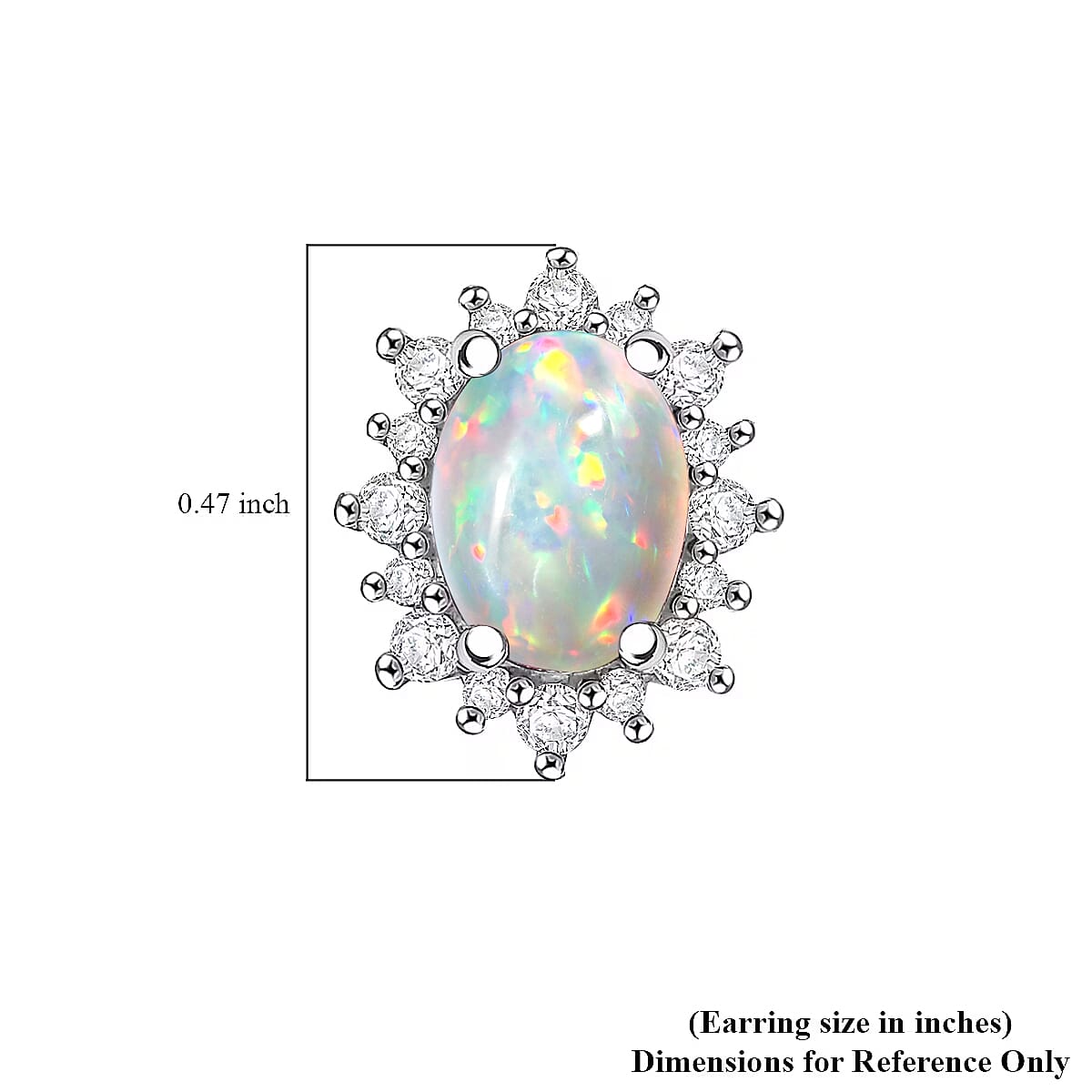 D'Joy Premium Ethiopian Welo Opal and White Zircon 2.06 ctw Earrings in Rhodium Over Sterling Silver image number 5