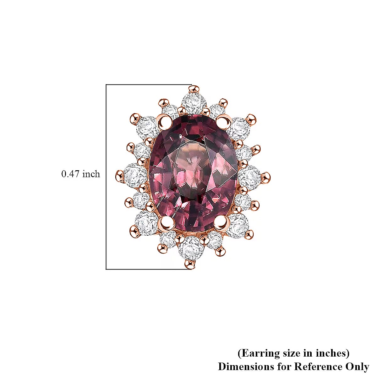 D'Joy Premium Raspberry Zircon and White Zircon 3.34 ctw Earrings in 18K Vermil Rose Gold Over Sterling Silver image number 5