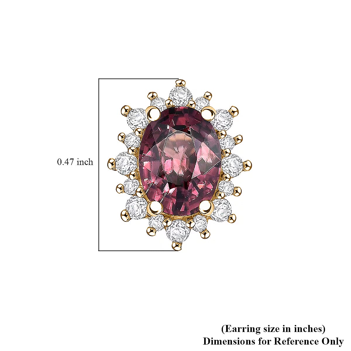 D'Joy Premium Raspberry Zircon and White Zircon 3.34 ctw Earrings in 18K Vermil Yellow Gold Over Sterling Silver image number 5