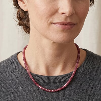 D'Joy Premium Blush Tourmaline 31.00 ctw Beaded Necklace (18-20 Inches) in 18K Vermeil Yellow Gold Over Sterling Silver