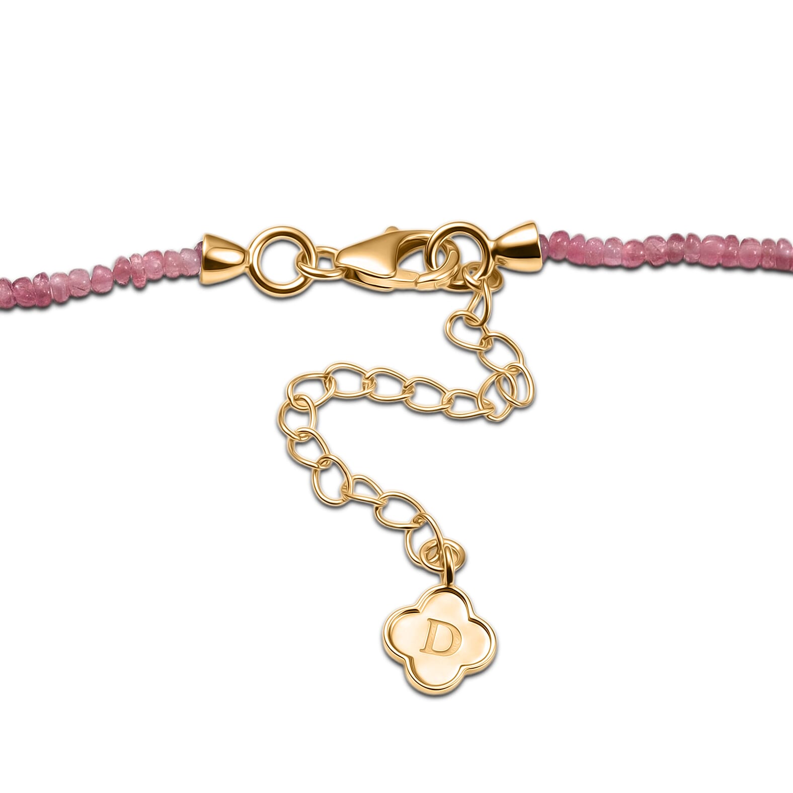 D'Joy Blush Tourmaline 31.00 ctw Beaded Necklace (18-20 Inches) in 18K Vermeil Yellow Gold Over Sterling Silver