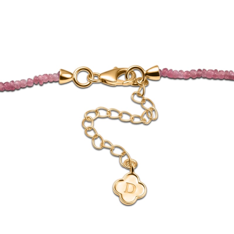 D'Joy Premium Blush Tourmaline 31.00 ctw Beaded Necklace (18-20 Inches) in 18K Vermeil Yellow Gold Over Sterling Silver
