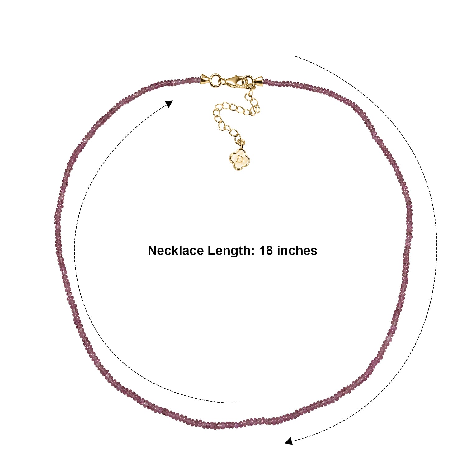 D'Joy Blush Tourmaline 31.00 ctw Beaded Necklace (18-20 Inches) in 18K Vermeil Yellow Gold Over Sterling Silver