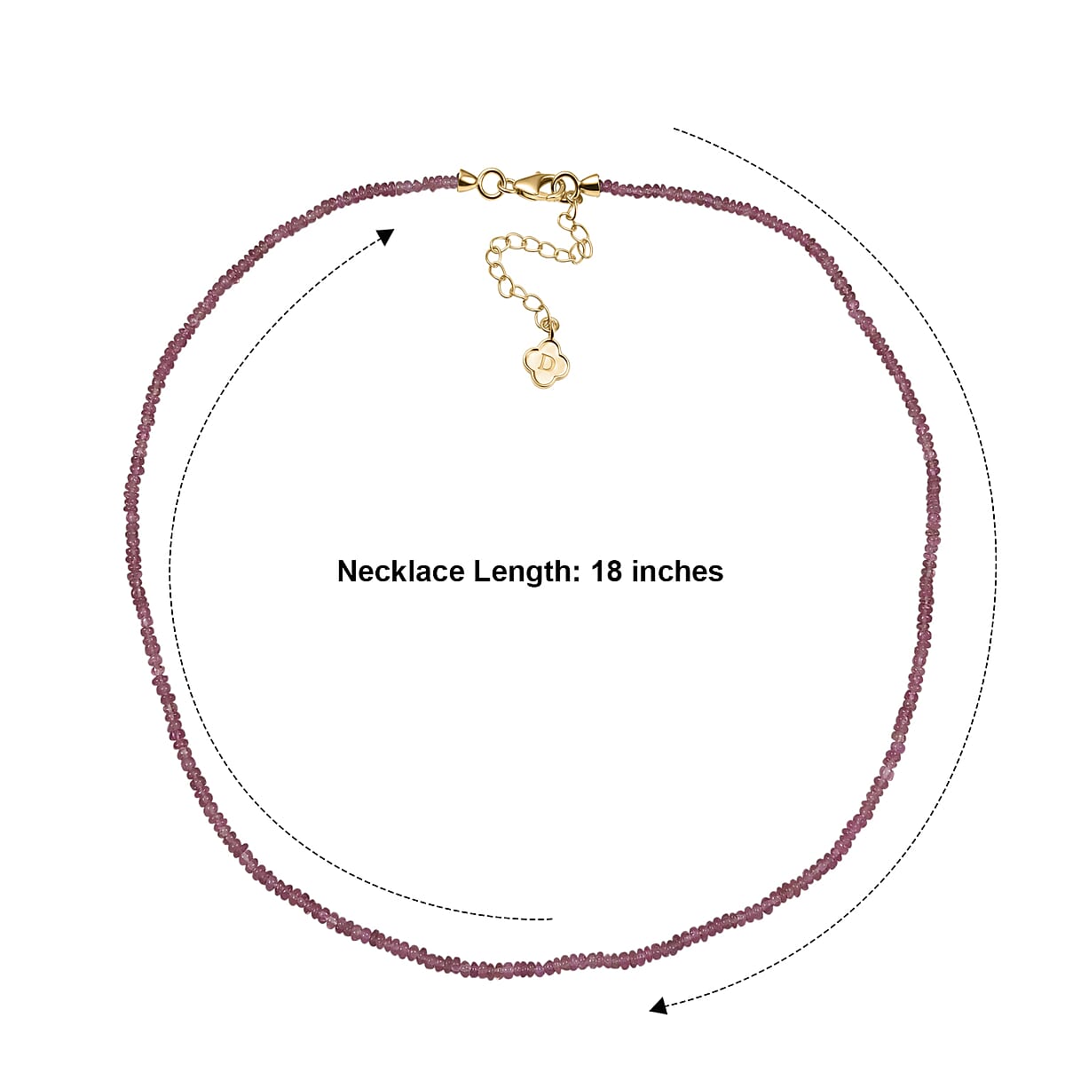 D'Joy Blush Tourmaline 31.00 ctw Beaded Necklace (18-20 Inches) in 18K Vermeil Yellow Gold Over Sterling Silver image number 4