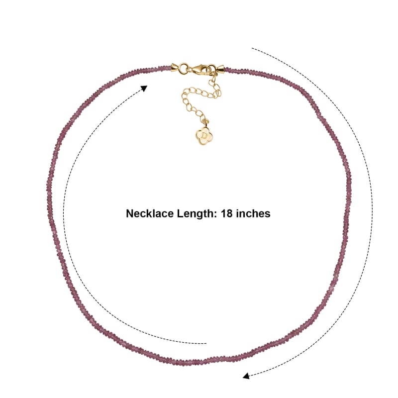 D'Joy Premium Blush Tourmaline 31.00 ctw Beaded Necklace (18-20 Inches) in 18K Vermeil Yellow Gold Over Sterling Silver