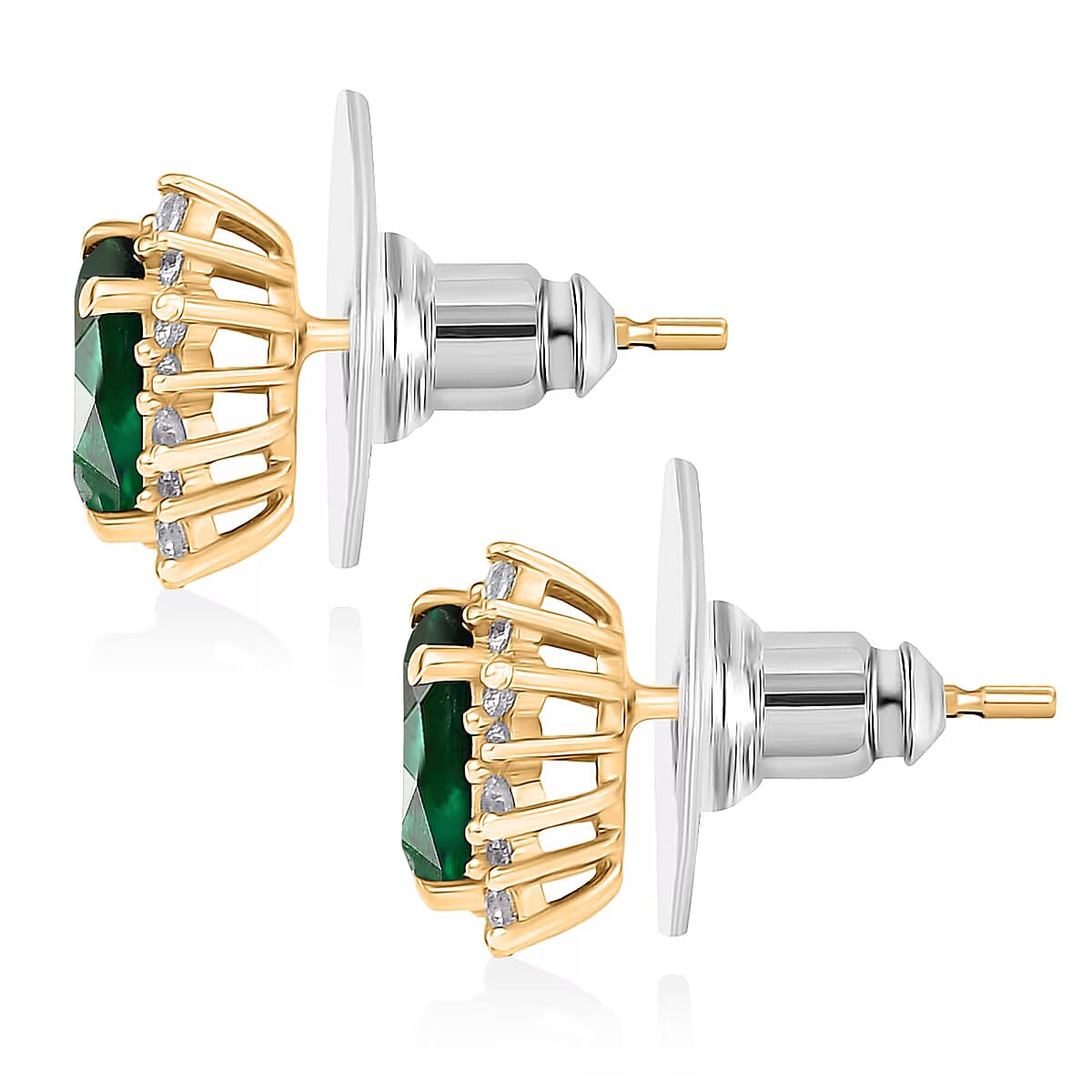 D'Joy Chrome Diopside and White Zircon 2.62 ctw Earrings in 18K Vermeil YG Over Sterling Silver image number 4