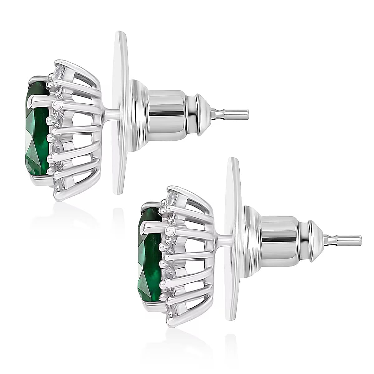 D'Joy Chrome Diopside and White Zircon 2.62 ctw Earrings in Rhodium Over Sterling Silver image number 4