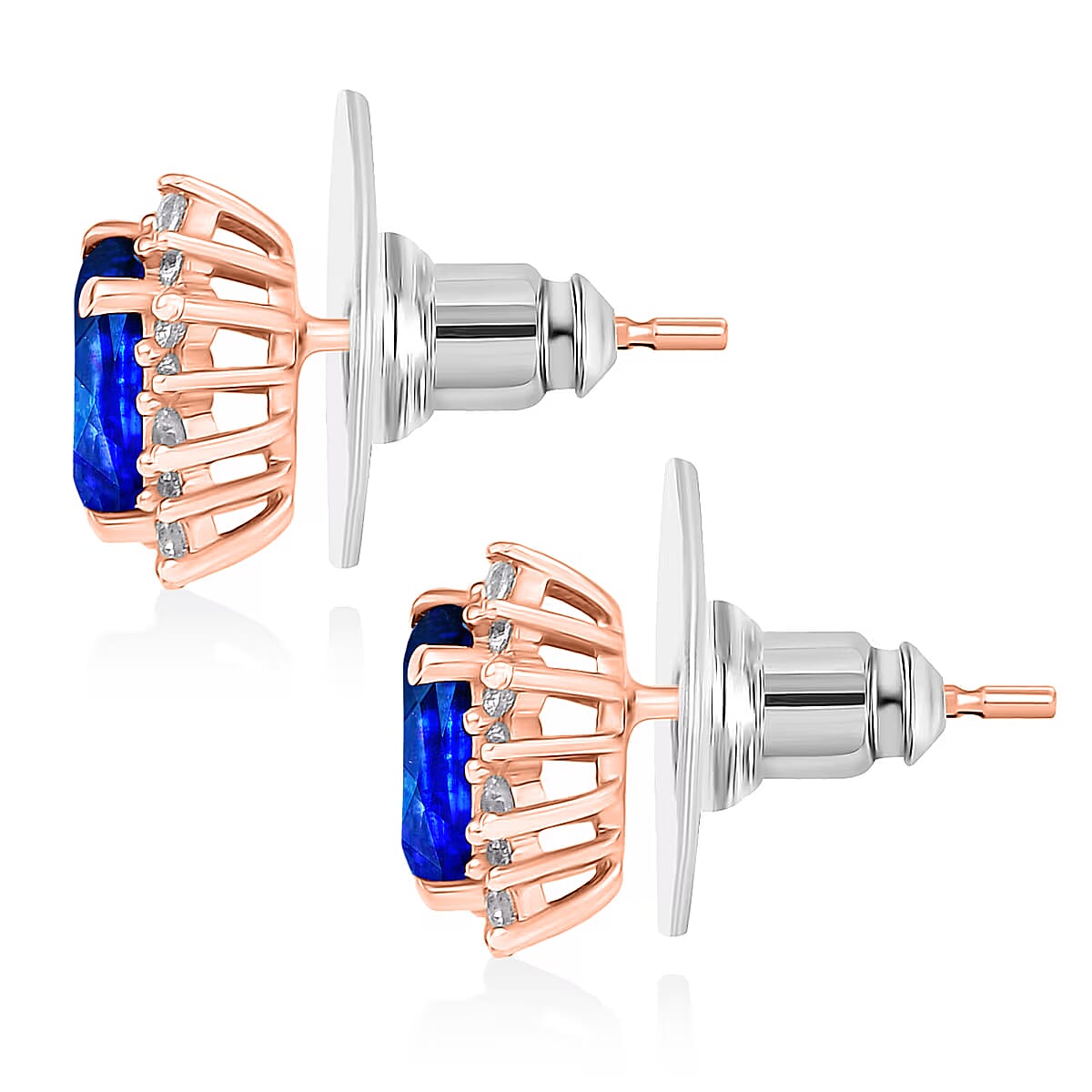 D'Joy Premium Kashmir Kyanite and White Zircon 2.86 ctw Earrings in 18K Vermeil Rose Gold Over Sterling Silver image number 4