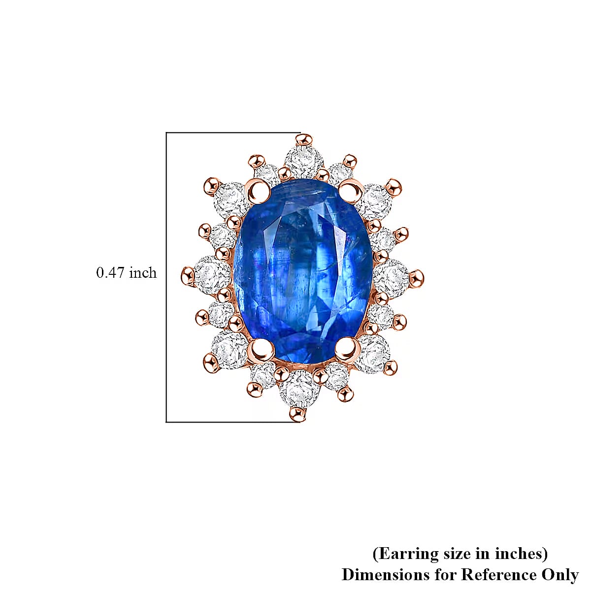 D'Joy Premium Kashmir Kyanite and White Zircon 2.86 ctw Earrings in 18K Vermeil Rose Gold Over Sterling Silver image number 5