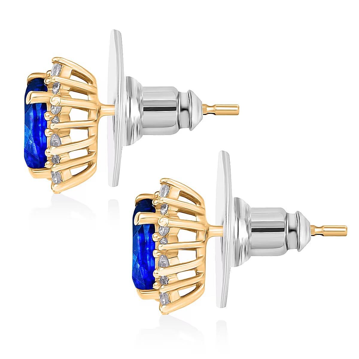 D'Joy Premium Kashmir Kyanite and White Zircon 2.86 ctw Earrings in 18K Vermeil Yellow Gold Over Sterling Silver image number 4