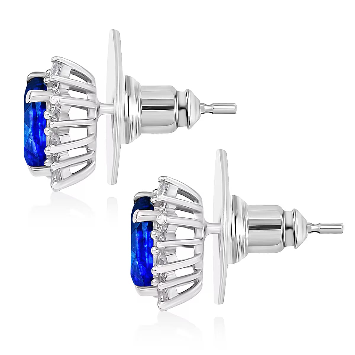D'Joy Premium Kashmir Kyanite and White Zircon 2.86 ctw Earrings in Rhodium Over Sterling Silver image number 4