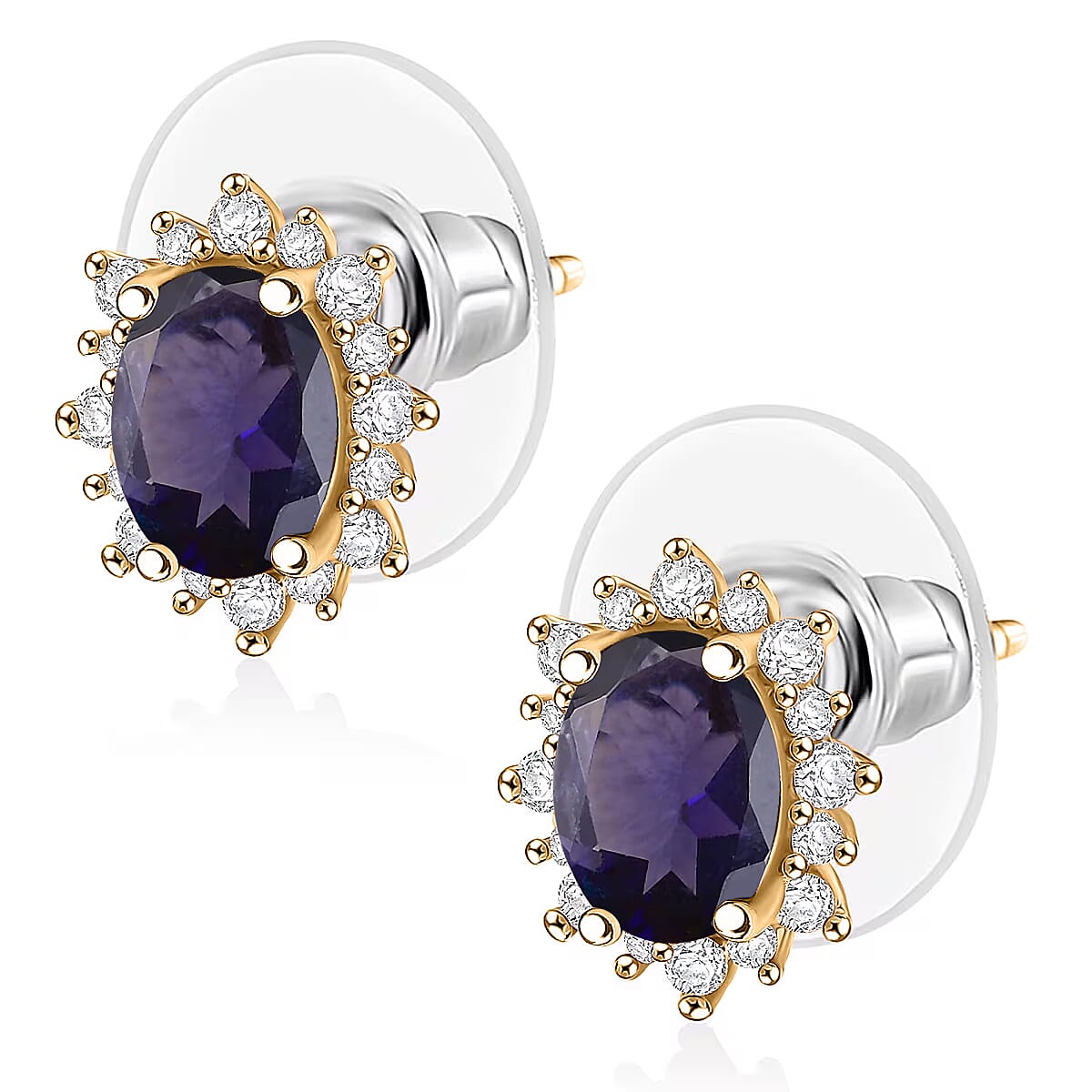 D'Joy Premium Catalina Iolite and White Zircon 2.26 ctw Earrings in 18K Vermeil YG Over Sterling Silver image number 3