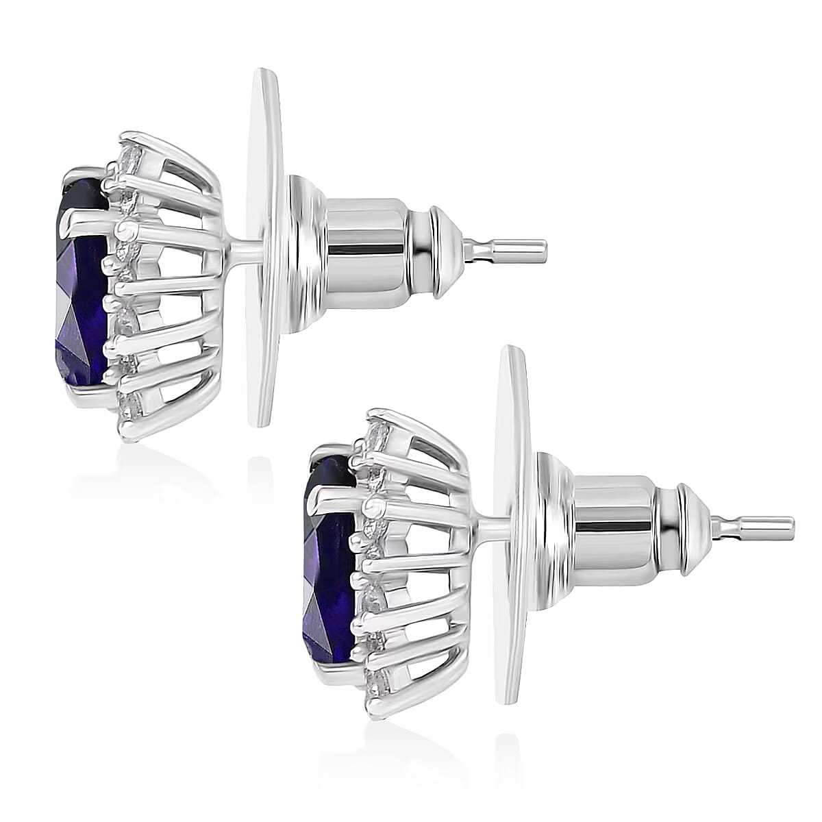 D'Joy Premium Catalina Iolite and White Zircon 2.26 ctw Earrings in Rhodium Over Sterling Silver image number 4