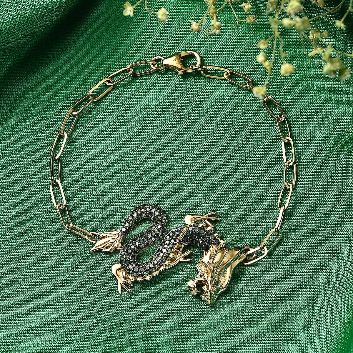 GP Green Diamond IR 0.90 ctw Bracelet in 18K Vermeil Yellow Gold Sterling Silver (7.25 In) image number 1