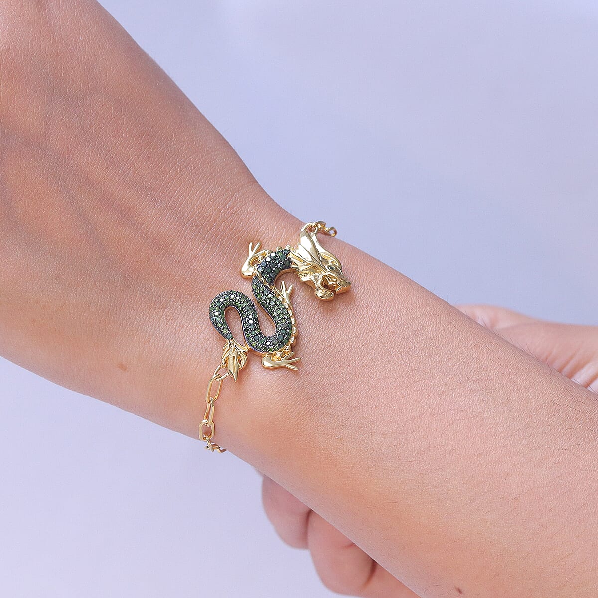 GP Green Diamond IR 0.90 ctw Bracelet in 18K Vermeil Yellow Gold Sterling Silver (7.25 In) image number 2