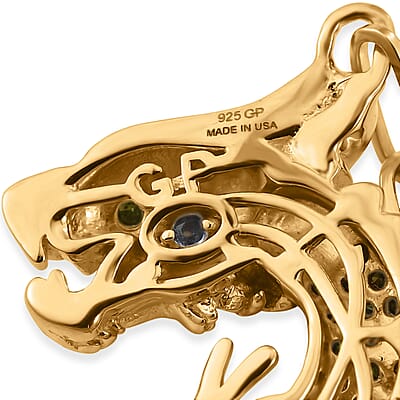 GP Trionfo Collection Green Diamond 1.00 ctw Dragon Bracelet in 18K Vermeil Yellow Gold Sterling Silver (7.25 In)