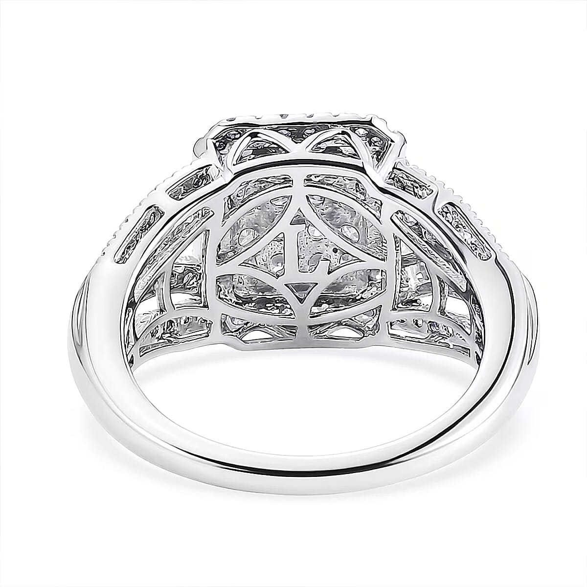 Luxuriant Lab Grown Diamond G-H SI 1.00 ctw Regal Weave Ring in Rhodium Over Sterling Silver (Size 10.0) image number 7